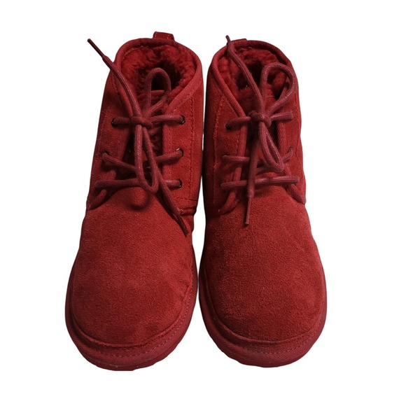 UGG Suede Chukka Boots Red Lace Up Ankle Boots Kids Size 4 - Picture 2 of 8